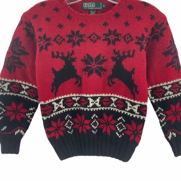 Vintage~Ralph Lauren Polo Childs Reindeer Icelandic Sweater~Size 6X or XXXS - Picture 1 of 3